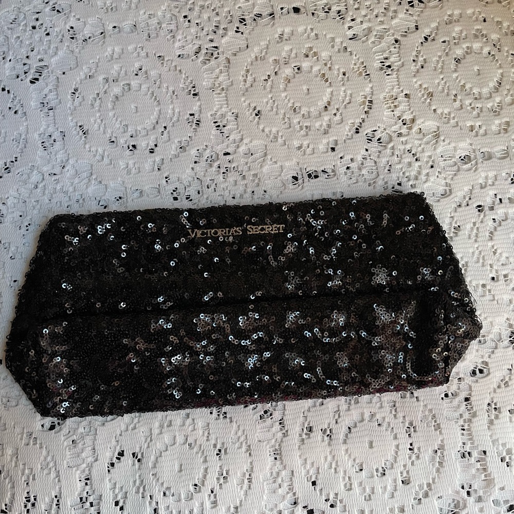 NWOT Black Sequin Clutch 11 inches wide by 5 in height